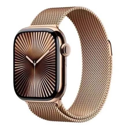 Apple Watch Series 10 46mm - Titanium Gold Pulseira Milanesa dourada Modelo GPS + Celular - Foto 2