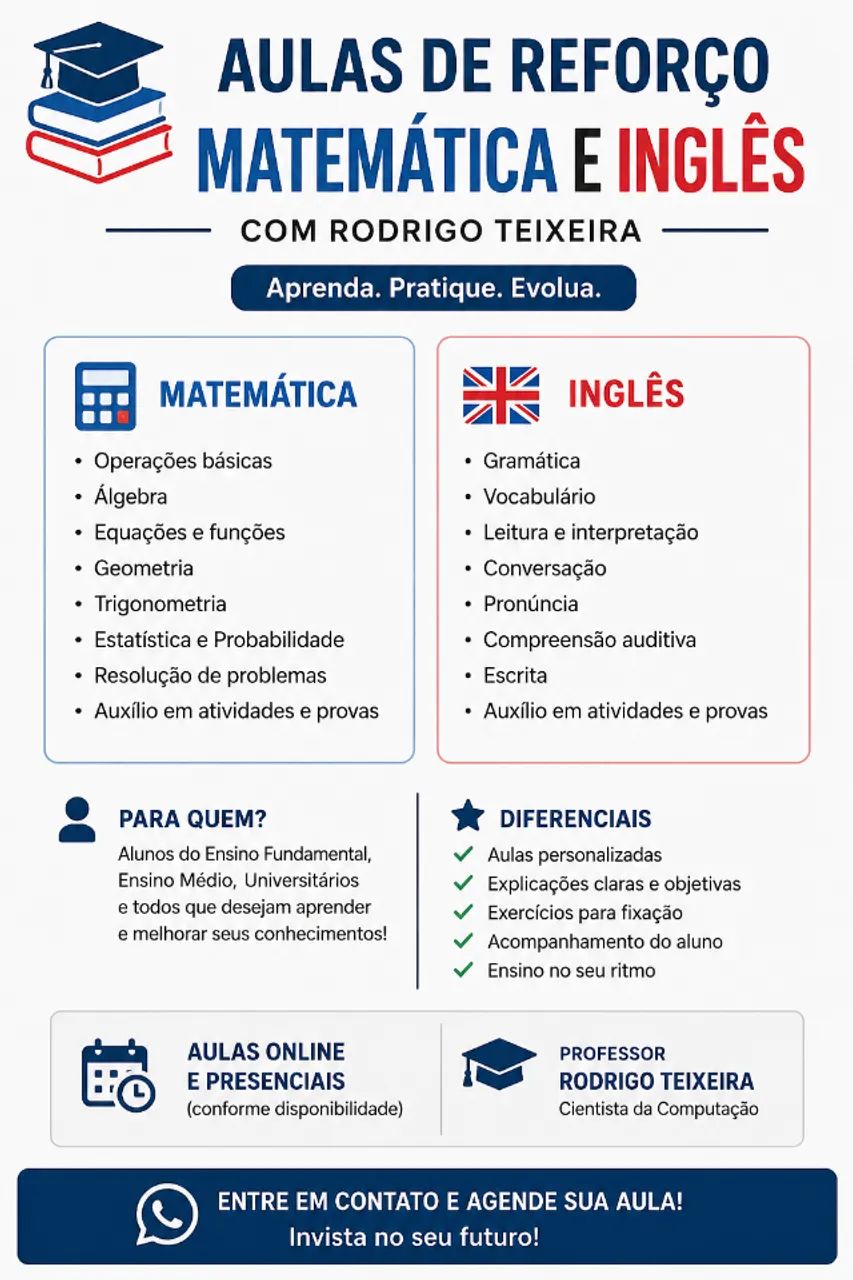 Aulas de Reforço - Matemática e Inglês
