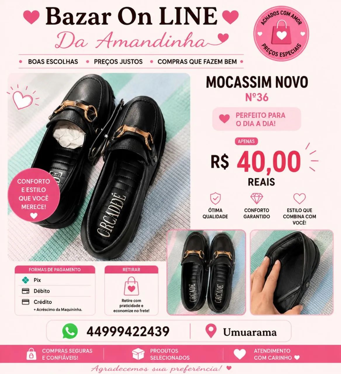 Vendo mocassim Feminino 
