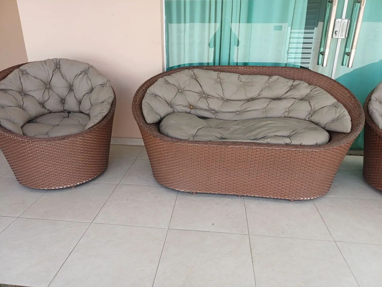 Conjunto de poltronas para terraço, jardim, 4 lugares, com assentos... - Foto 4