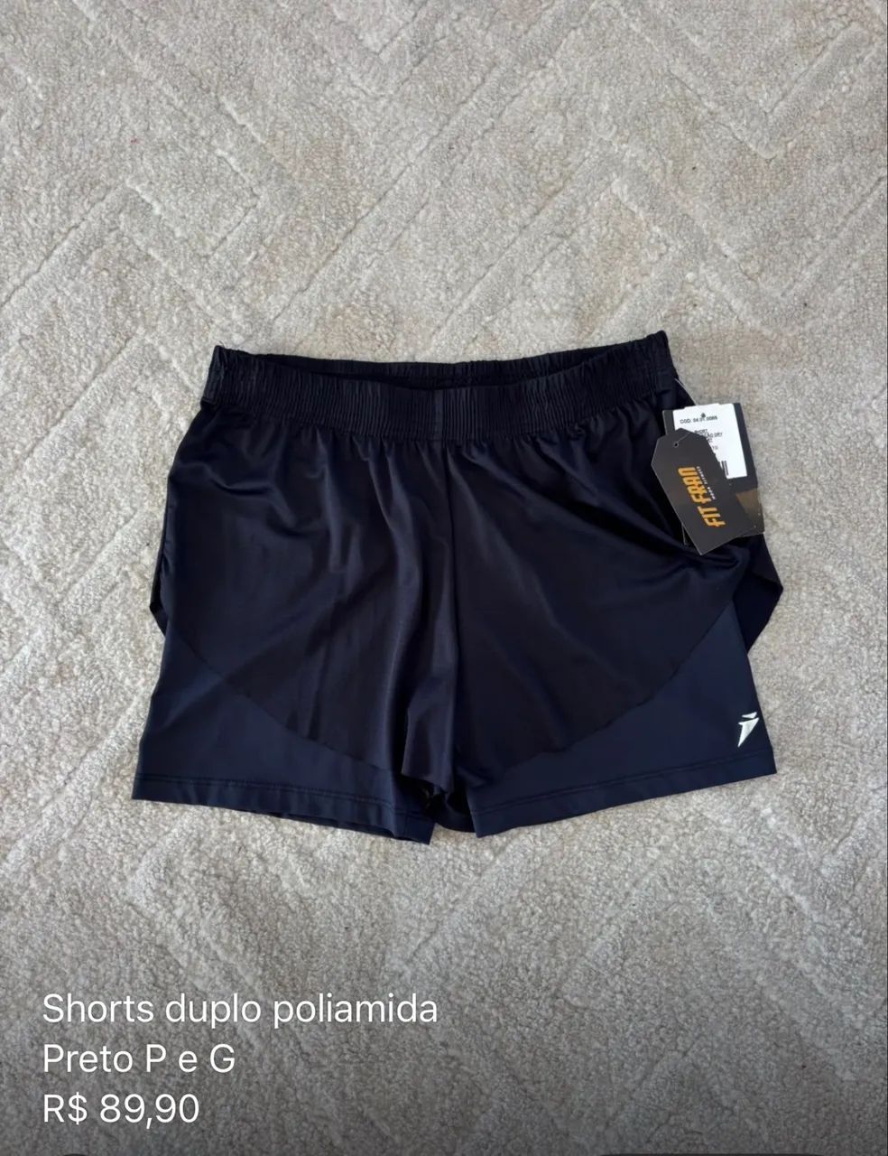 Short Duplo Feminino de Poliamida P e G