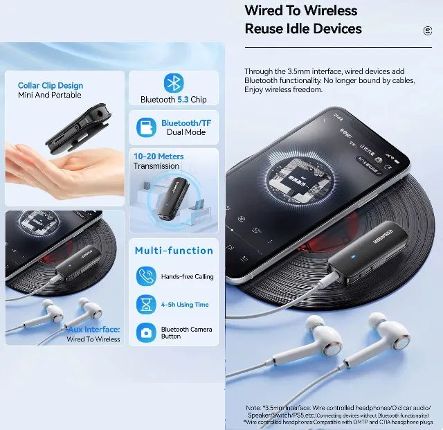 Adaptador Receptor Bluetooth 5.3 Essager - Foto 2