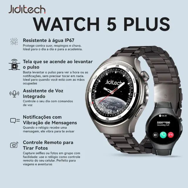Smartwatch Watch 5 Plus com 3 pulseiras Jiditech - Foto 2
