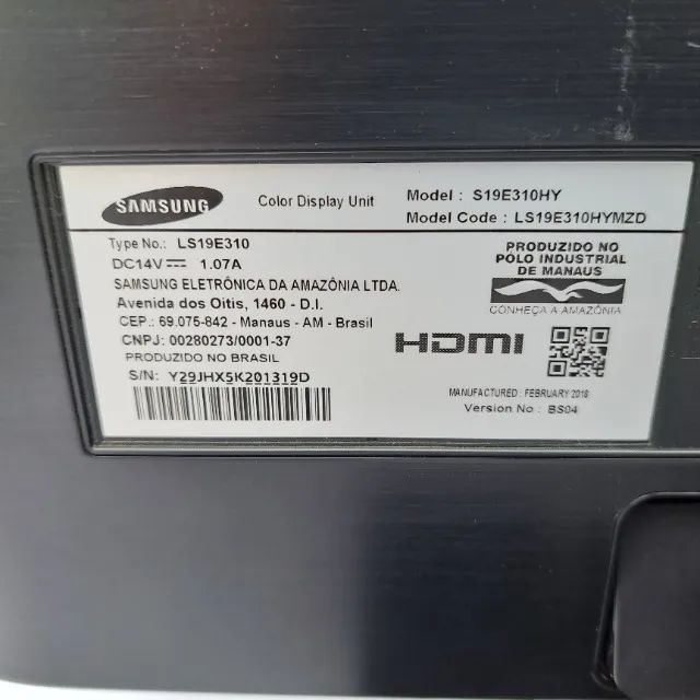 Monitor Samsung 18.5" LED com entrada HDMI S19E310 com fonte - Foto 4