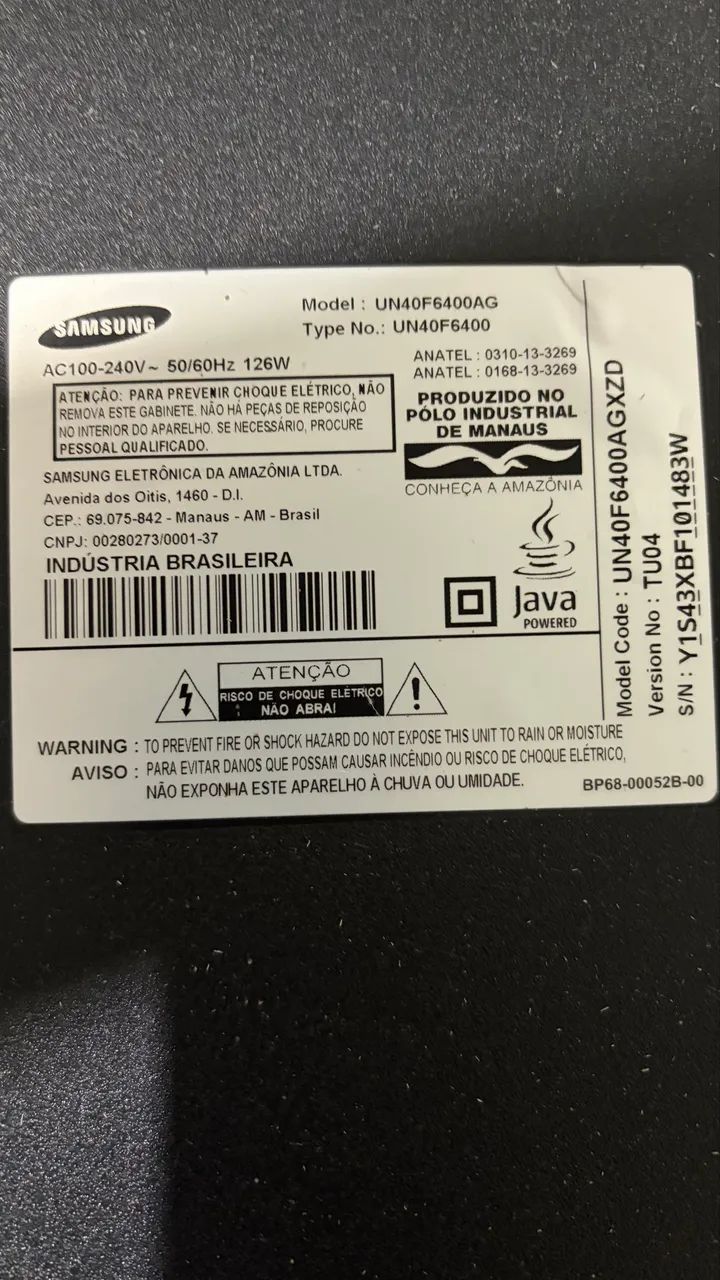 Tv Samsung 40 UN40F6400AG