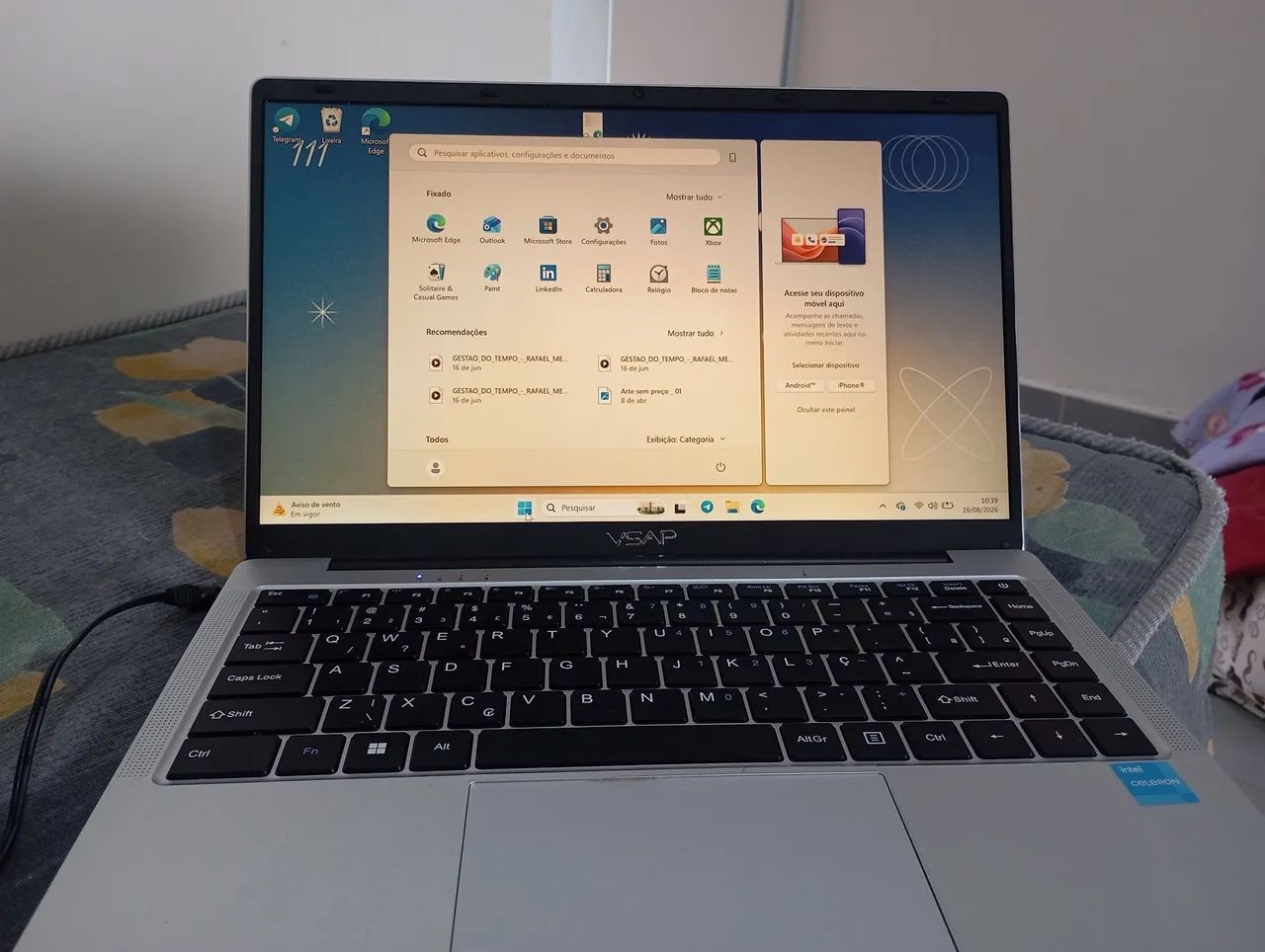 NOTEBOOK Intel Celeron, 8 GB de RAM, 256 Gb, SSD, Windows 11, 14 polegadas, prata - Foto 2