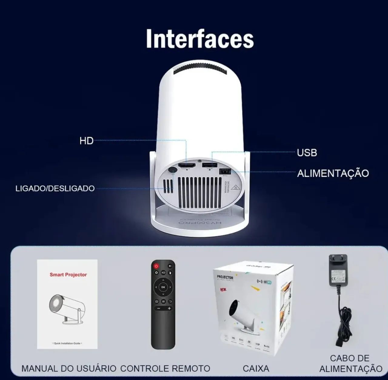 Projetor Magcubic HY300PRO Smart Mini LED Android 14 8K