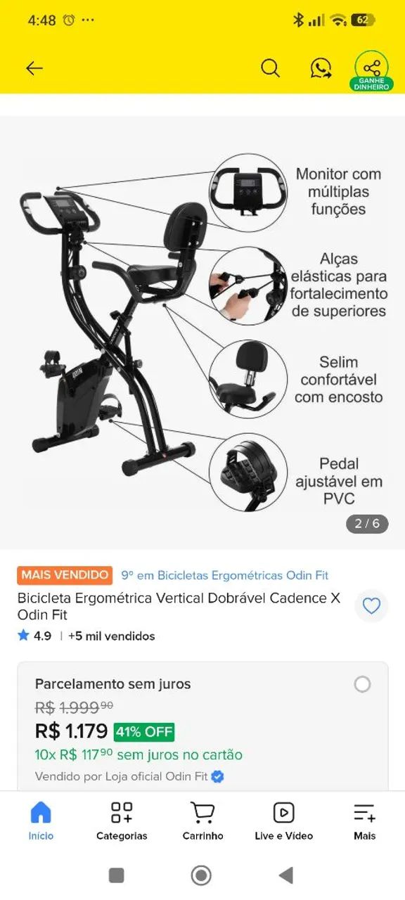 Bicicleta ergométrica semi-nova - Foto 5