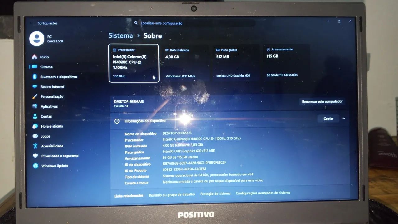 Notebook positivo 