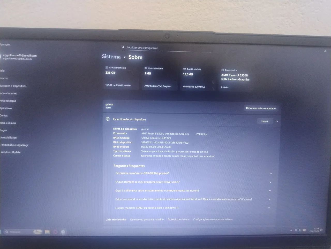 notebook Lenovo ideap 3 Ryzen 5 5500u - Foto 2