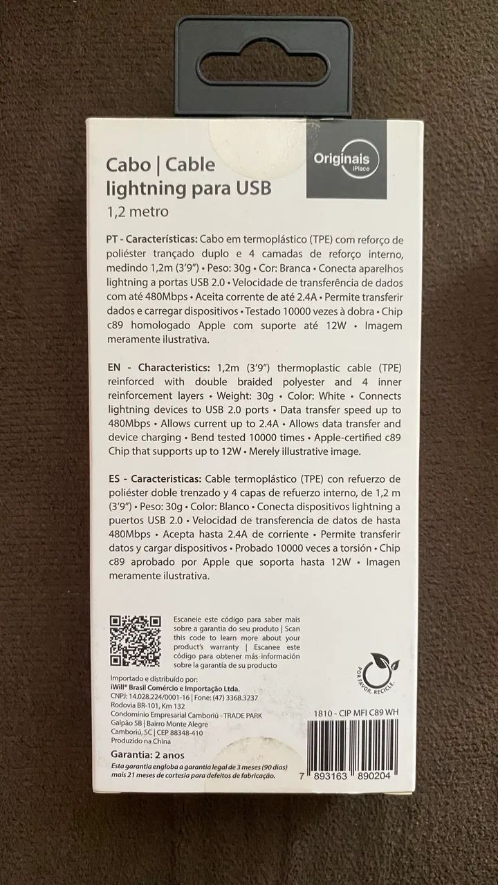 Cabo iPhone, iPad, iPod Entrada Lightning para USB 2.0 - Foto 2
