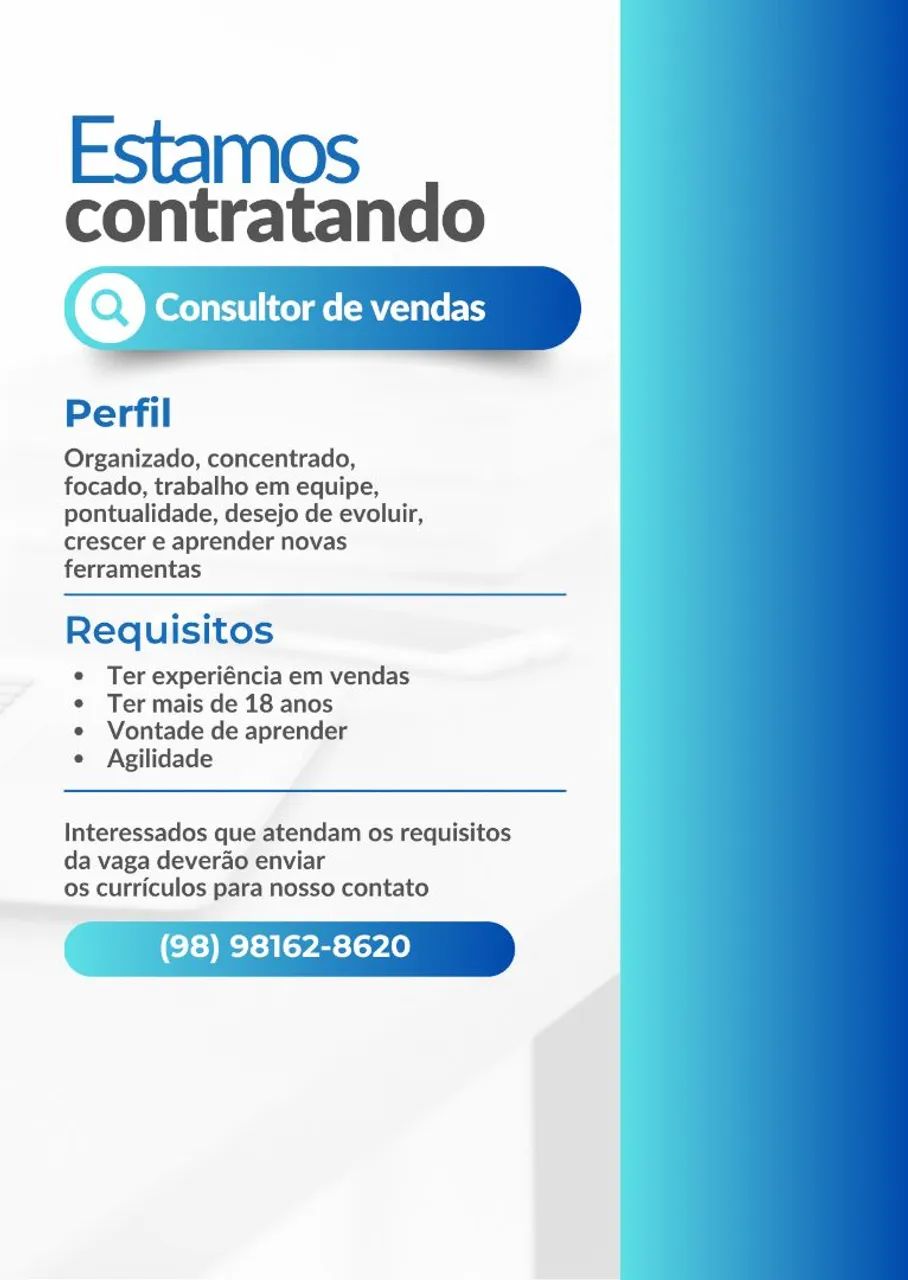 VAGA PARA VENDEDOR(A)