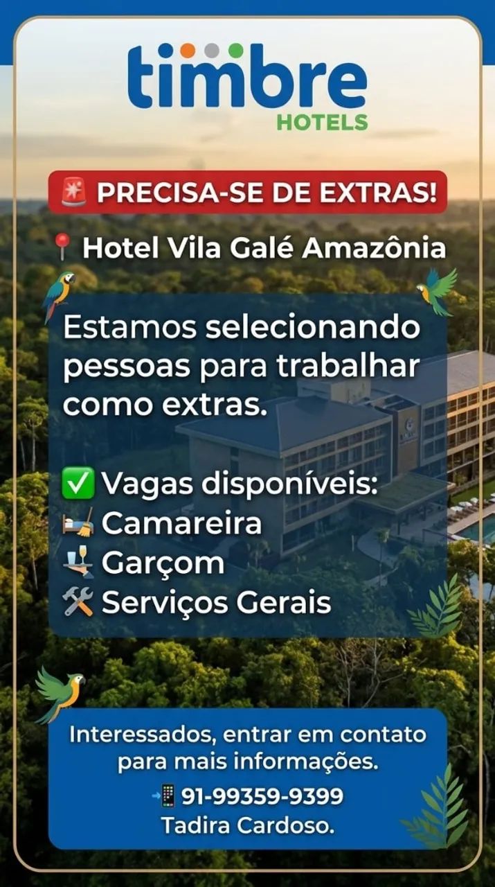 VAGAS PARA EXTRAS EM HOTEL-DIVERSAS FUNÇÕES