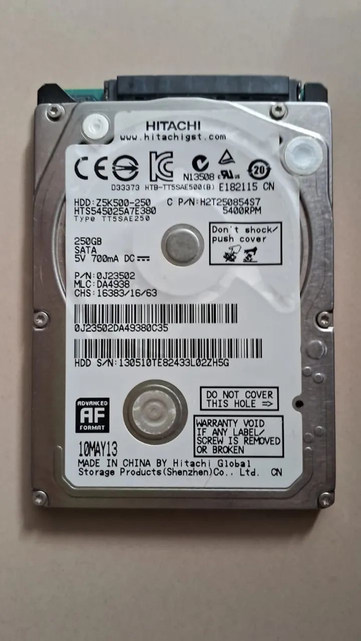 hd de noteboke 250 gb