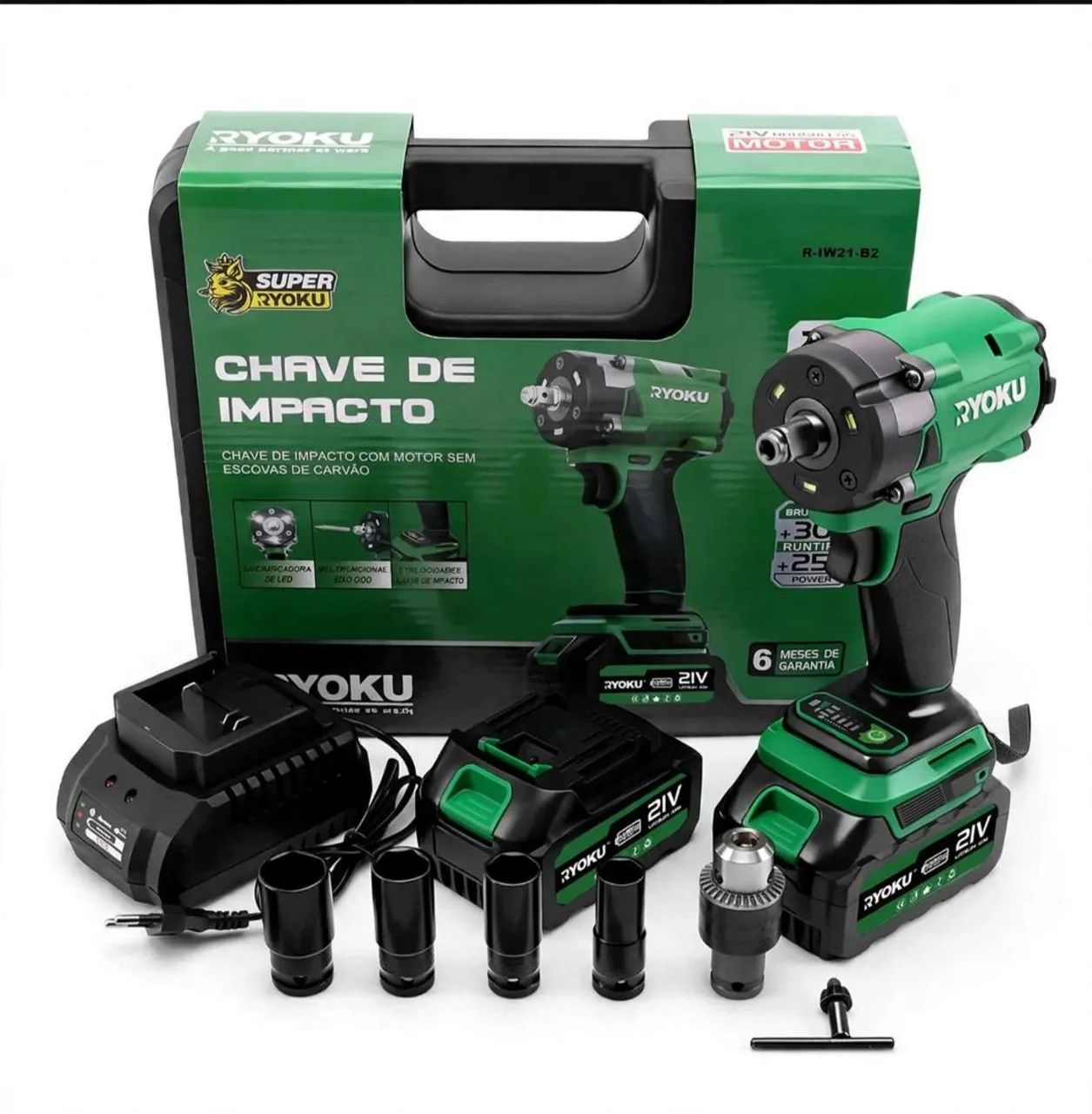 CHAVE DE IMPACTO RYOKU SUPER 21V - PROFISSIONAL COM MOTOR