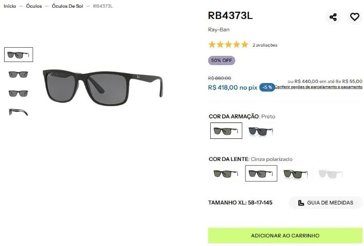 Óculos Ray-Ban modelo RB4373 - Novo - Foto 4