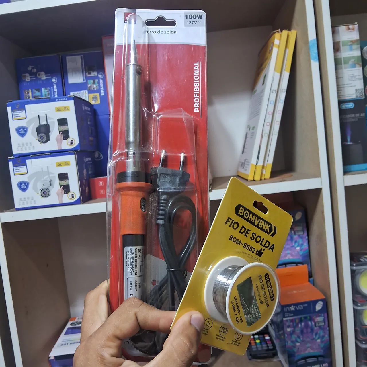 Kit ferro de solda + 3 metros solda estanho