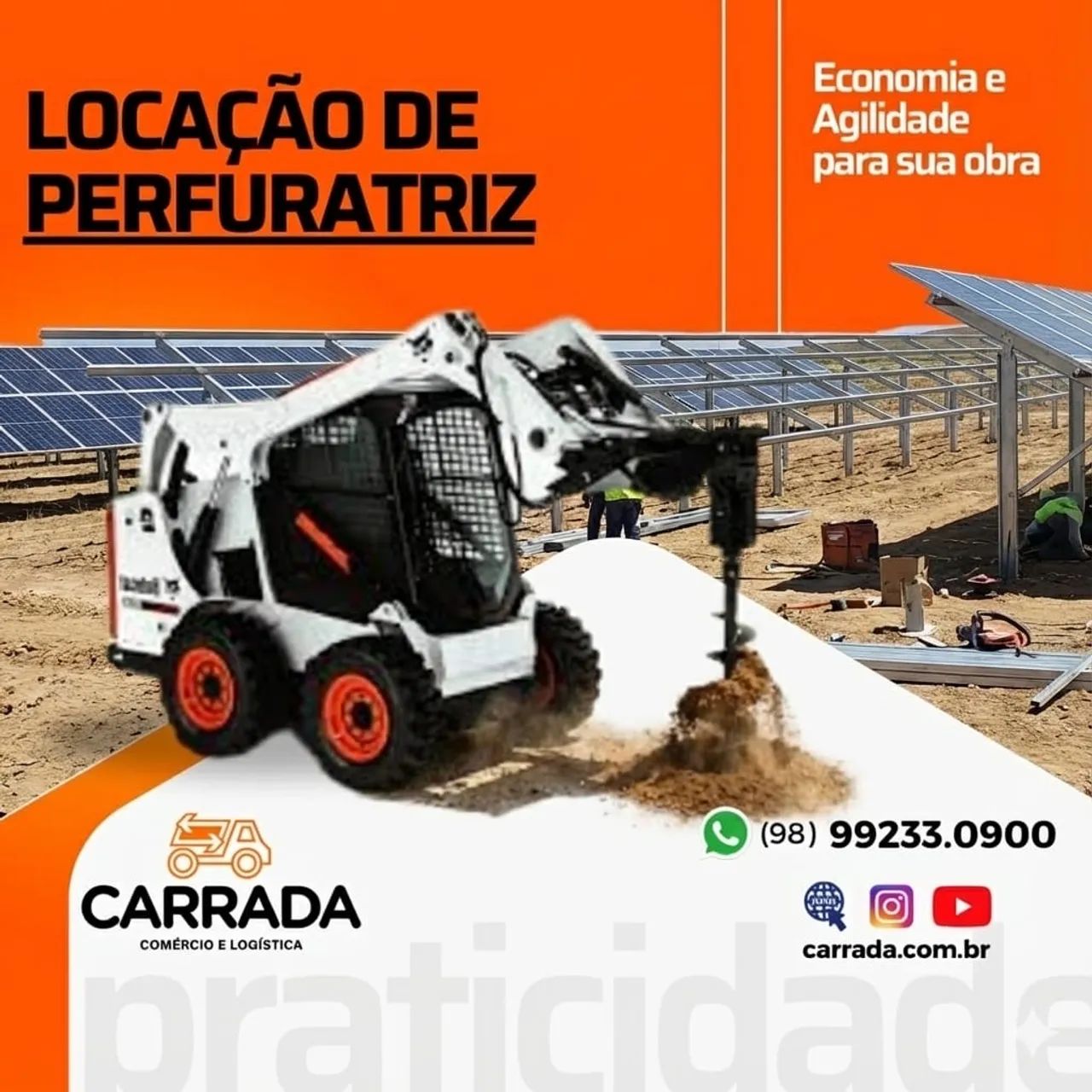 Locação BobCat com implemento Perfuratriz até 6 metros