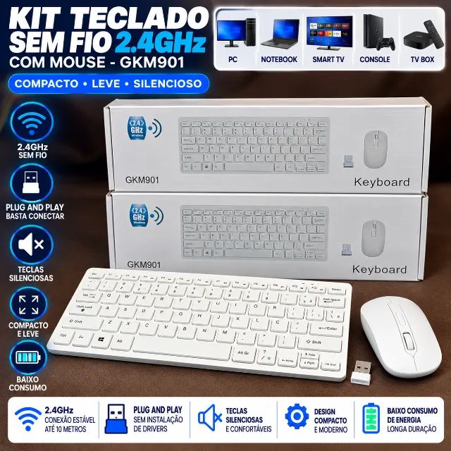 Kit teclado e mouse sem fio 