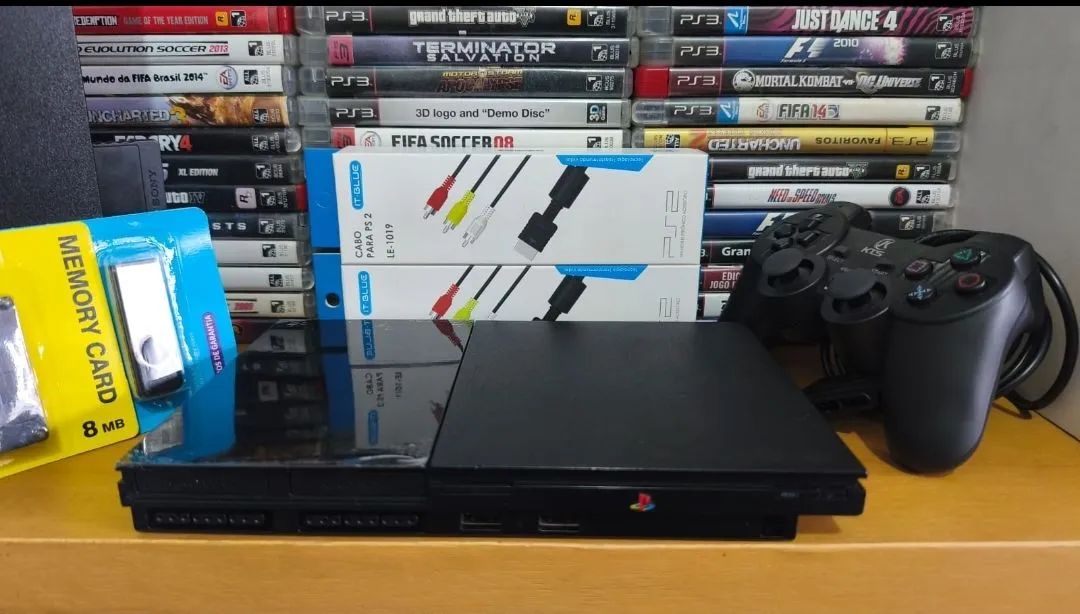 PS2 Slim com todos os acessórios e jogos