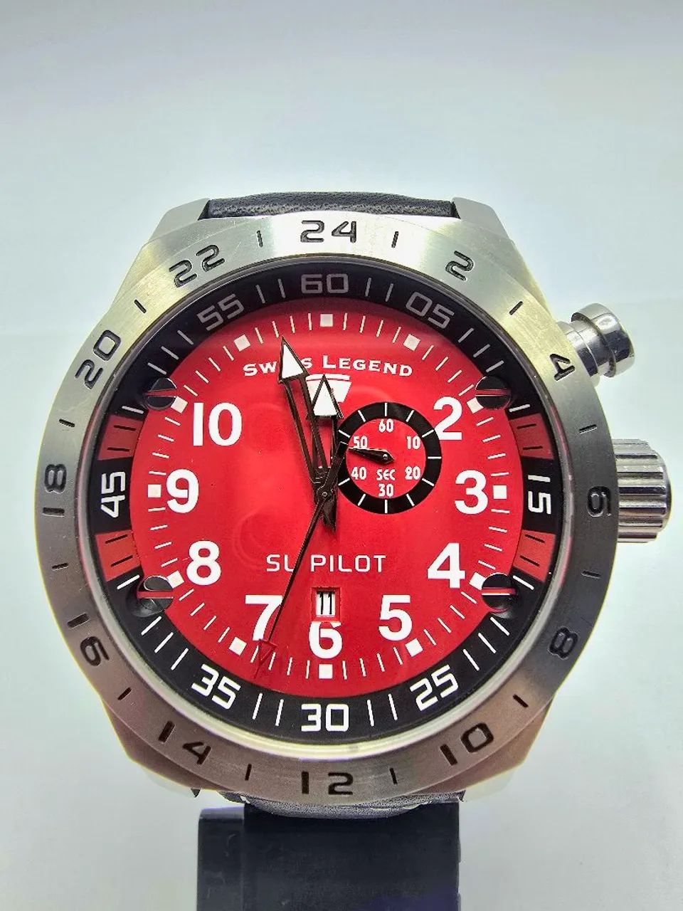 victon サイン Relógio Swiss Legend SL Pilot GMT - Mostrador Vermelho - Completo