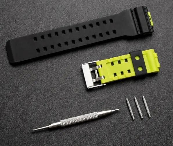 Pulseira Esportiva Premium para G-Shock - Preta e Verde Volt + Kit Instalação