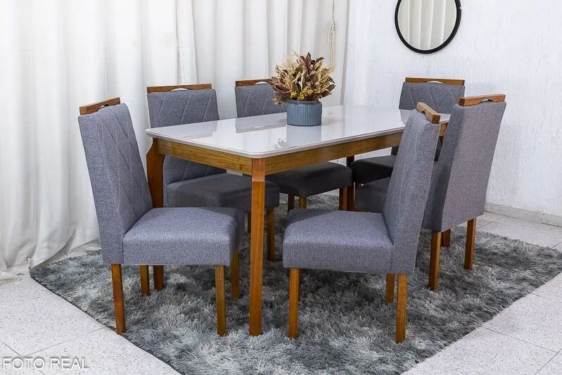 Mesa Alegra 6 cadeiras 100% madeira maciça 