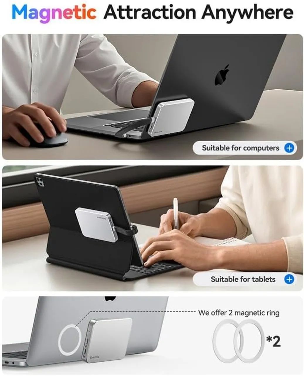ORICO SSD externo 512GB, USB-C, magnético, com carregamento PD de 100 W  - Foto 2