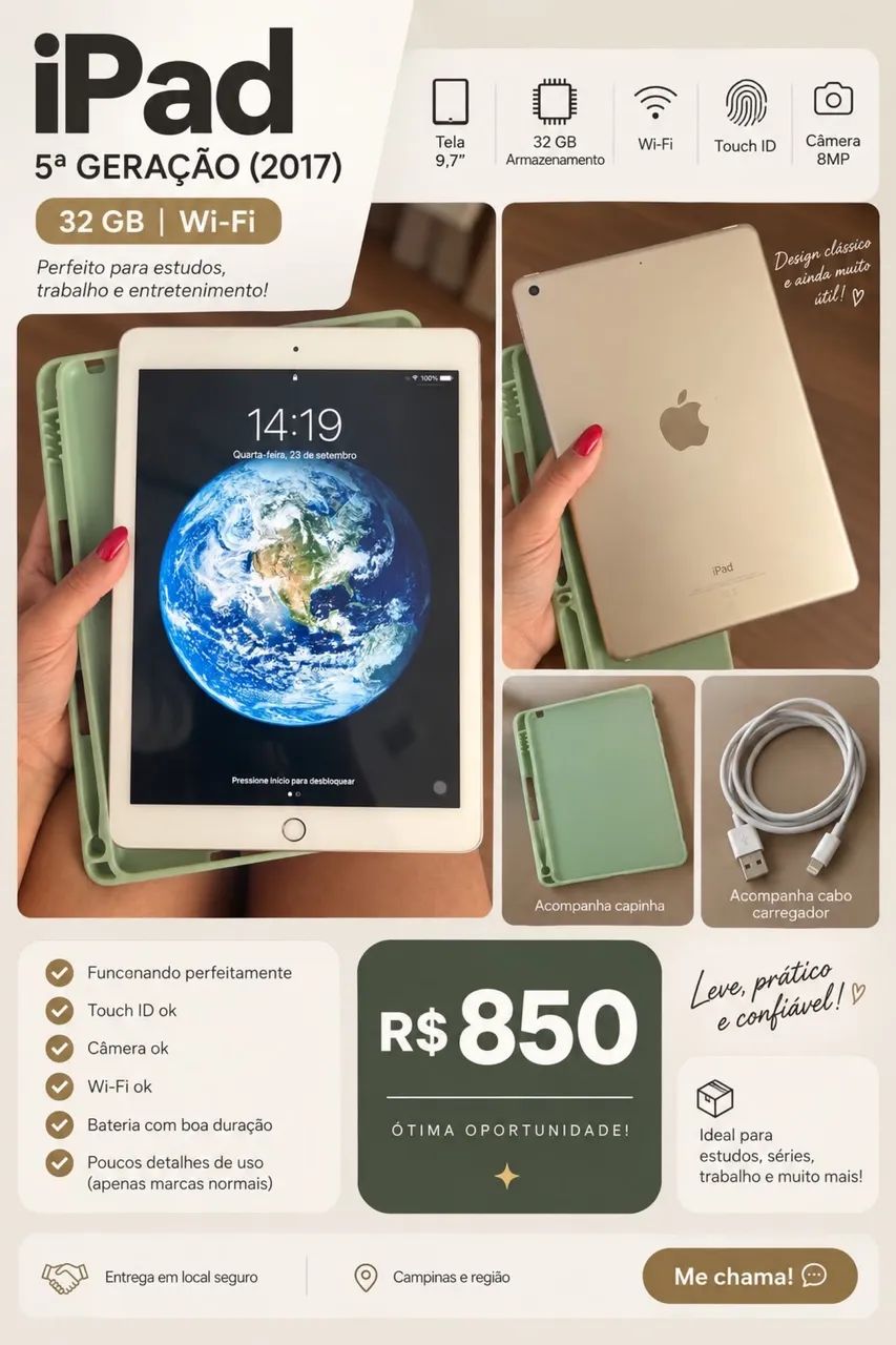 iPad 5 geração 32 GB Wi-Fi 
