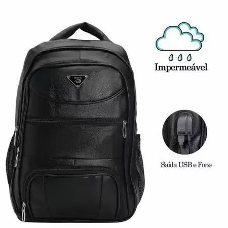 Mochila de couro preta RDX impermeável 