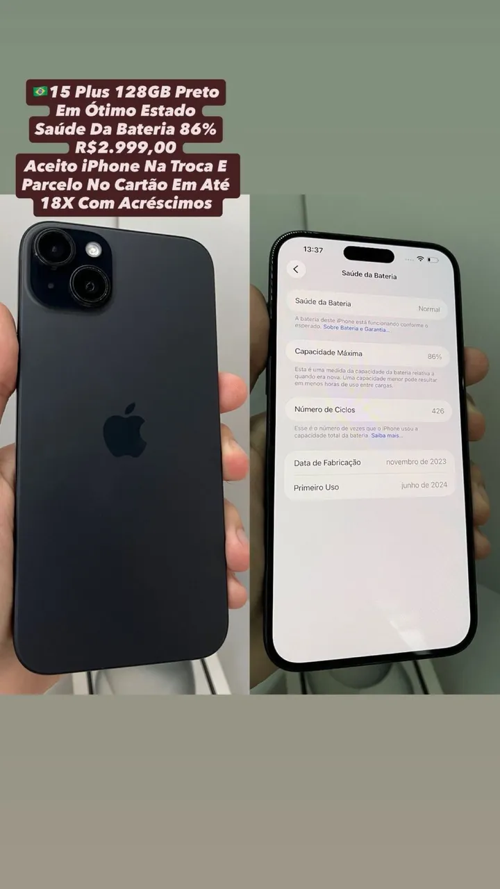 Iphone 15 plus 128gb preto - Celulares e Smartphones - Jardim