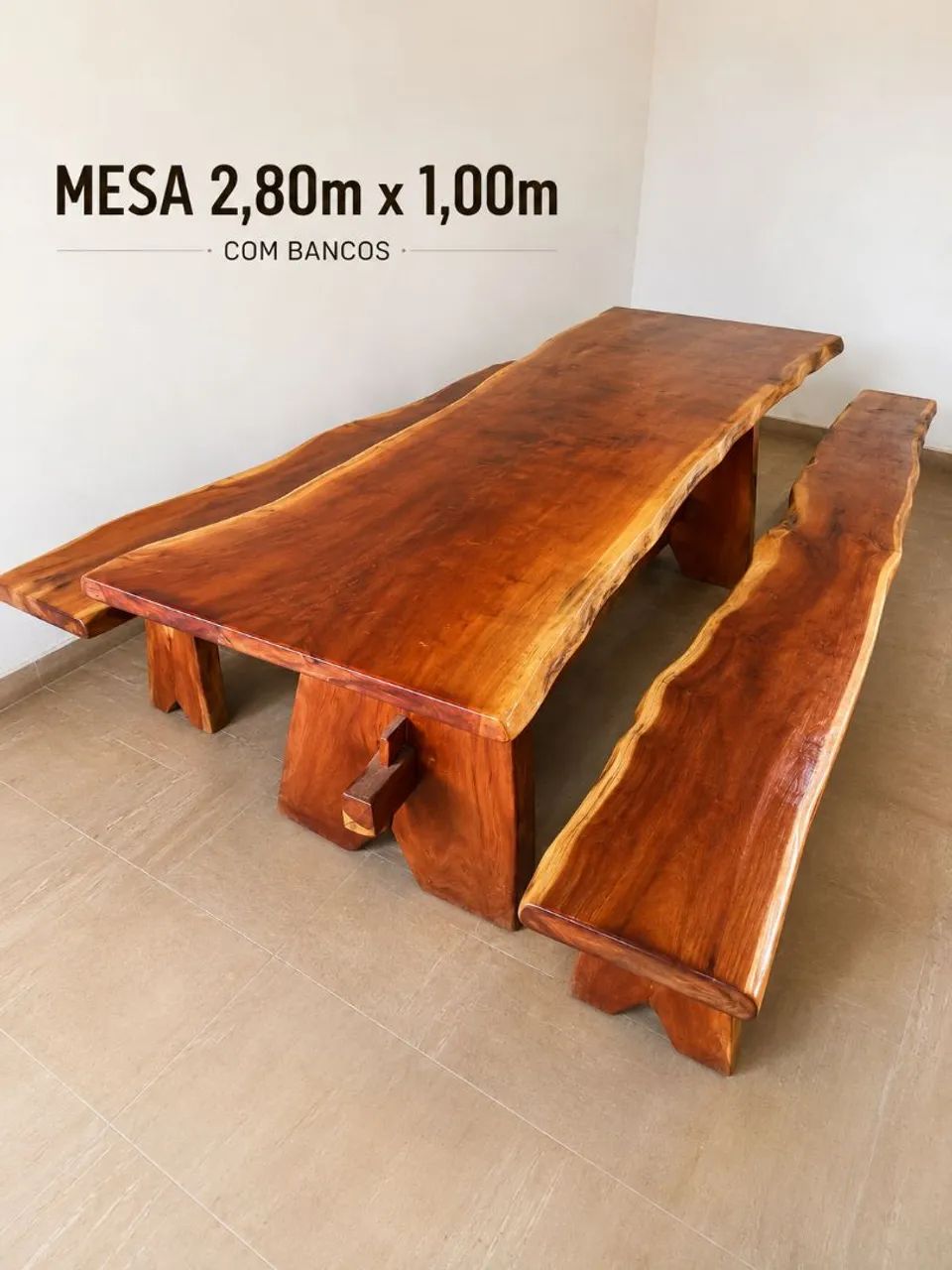 MESA RUSTICA C/ 2 BANCOS _ 2.80 X 1,00m