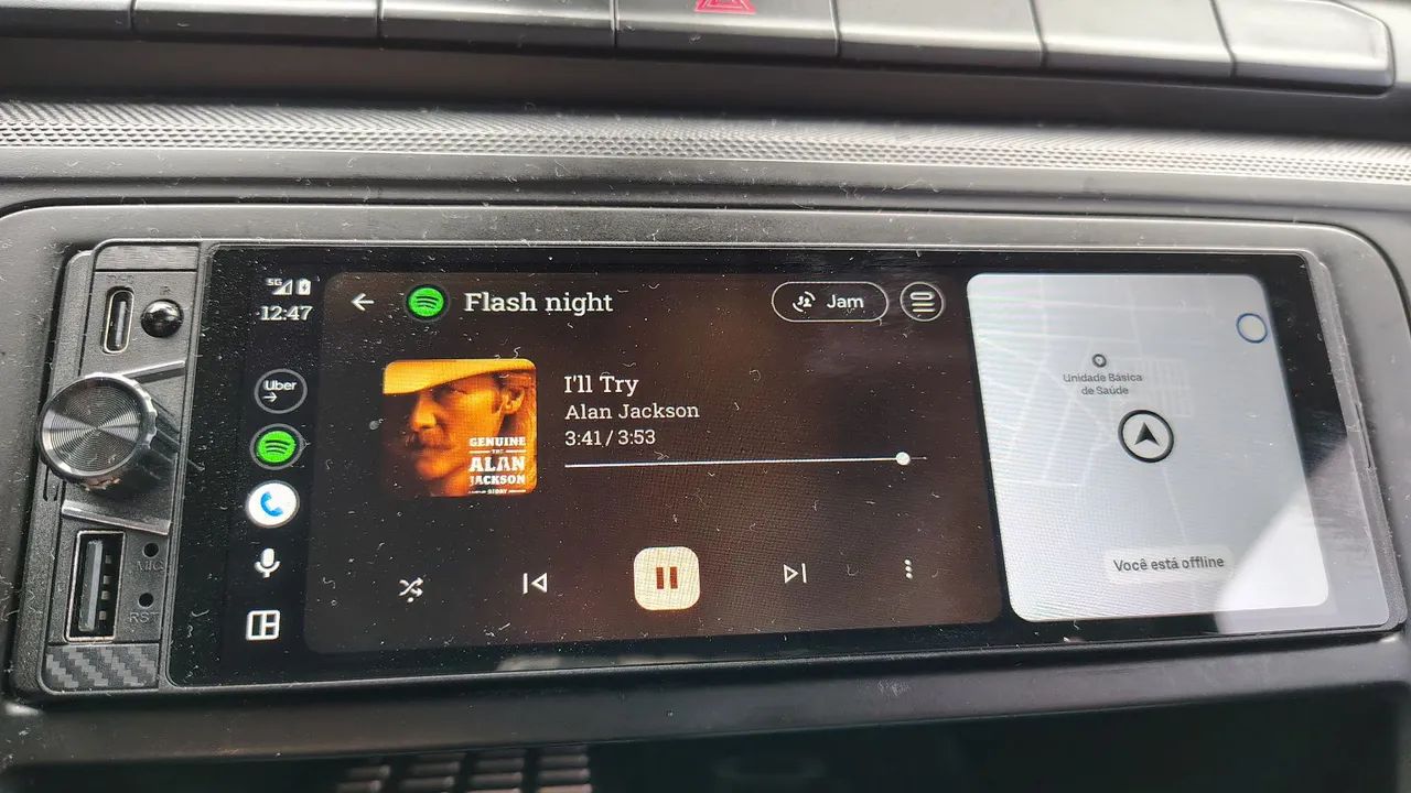 Central multimídia de um din carplay e Android auto 