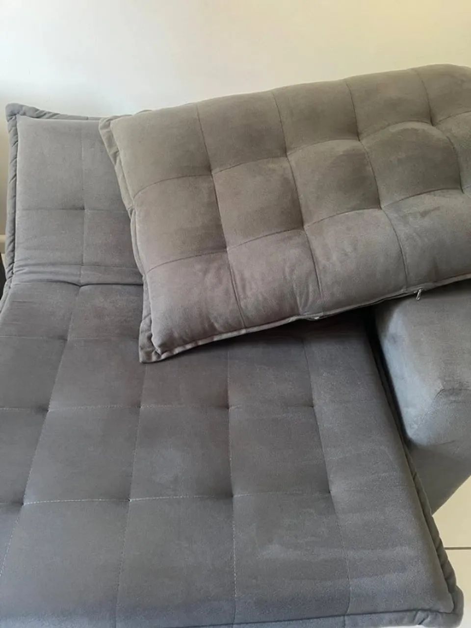 Sofá Retrátil Reclinável e Cama 2,15m Cama inBox Flex Suede Velusoft Cinza453011682027130884