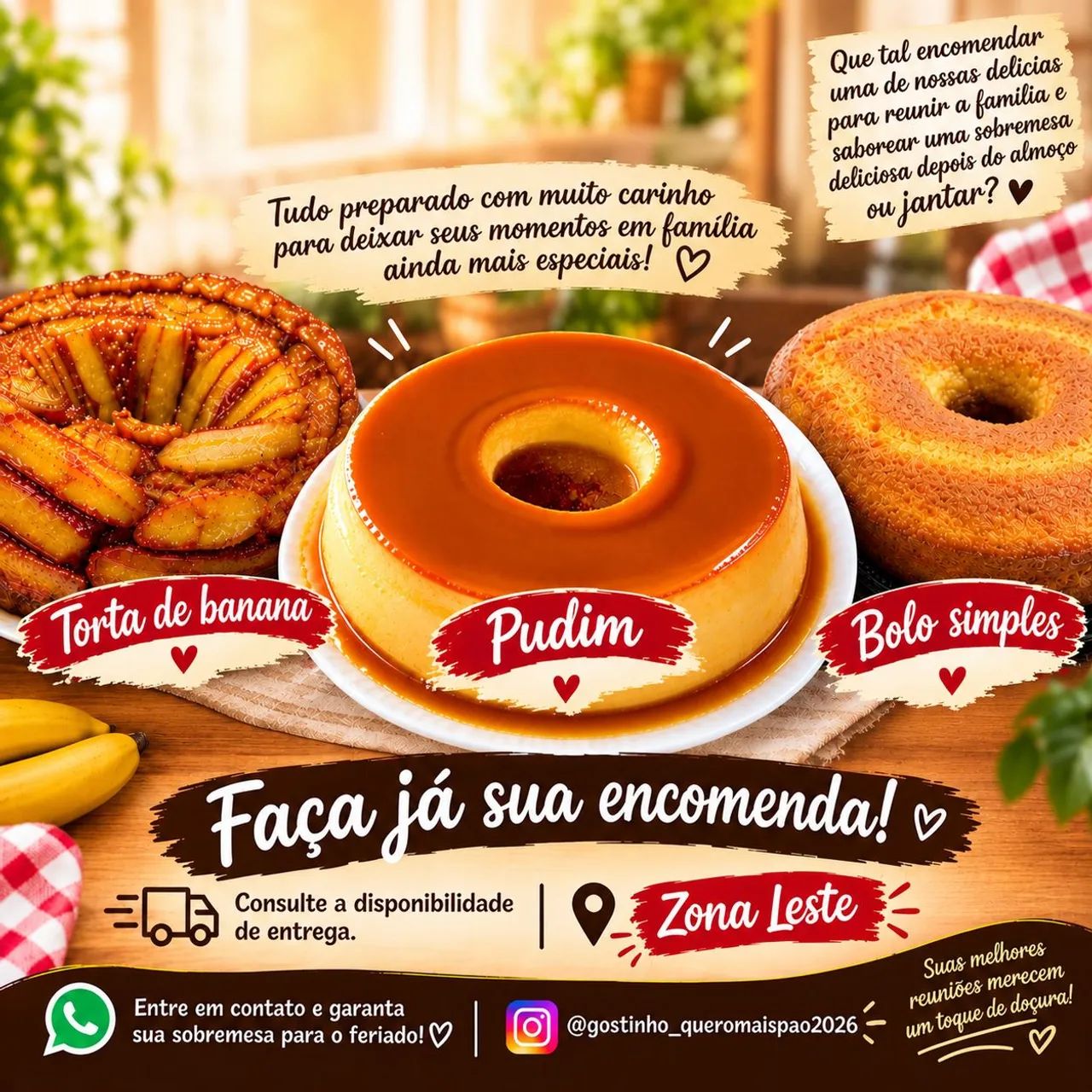 Pães , Bolos e Pudim 