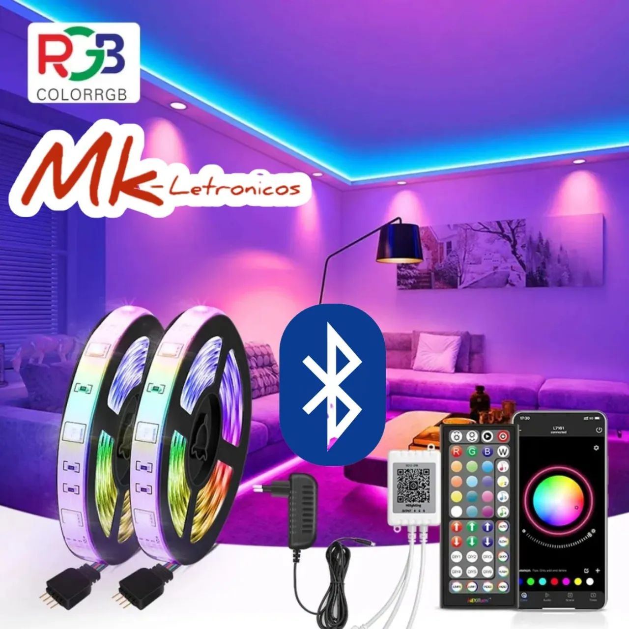 Fita Led Colorido 10MT Controle e QR CODE