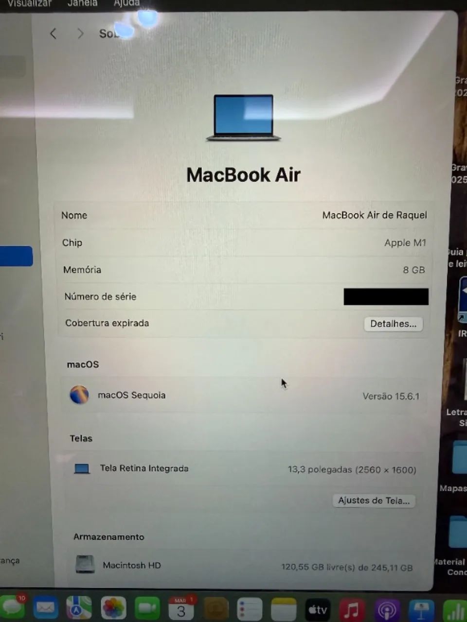 MacBook Air M1 Space Gray - 8GB RAM / 256GB SSD - Impecável! - Foto 3
