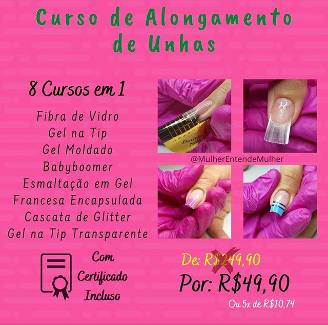 Curso on-line alongamento de unhas