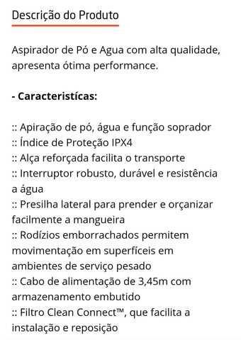 Aspirador de Pó e Agua 22L 1100W 220v - Foto 2