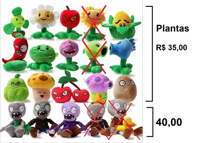 Kit Zumbis do Jogo Plants vs Zombies ( 3 personagens)