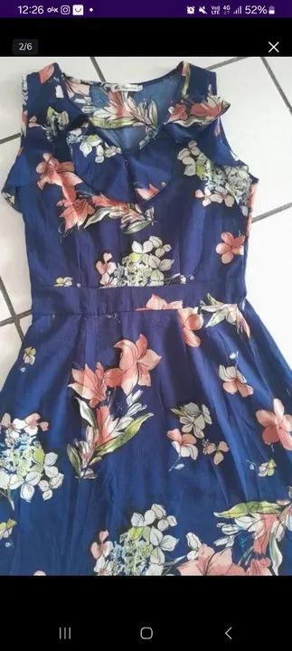 Vestido Azul Escuro estampado Tamanho M - Foto 3