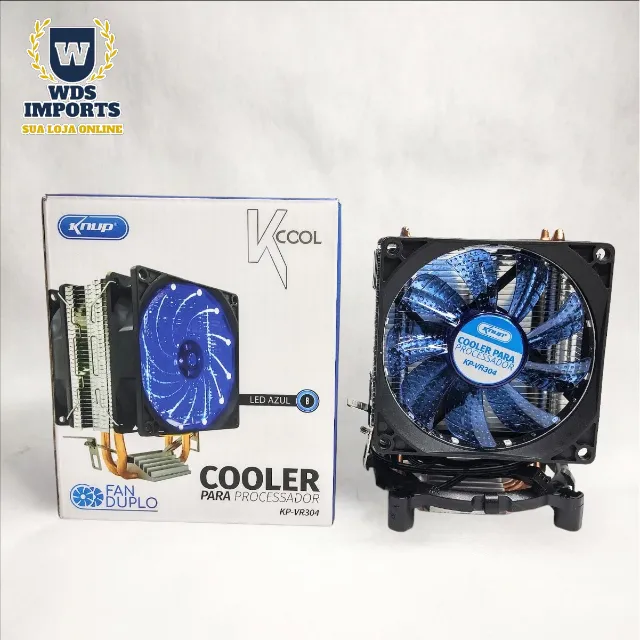 Cooler Fan Duplo Gamer para processador Led Azul