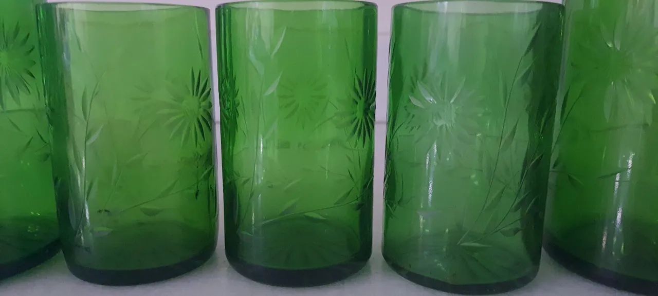 Antigos Copos Esmeralda Lapidação Manual