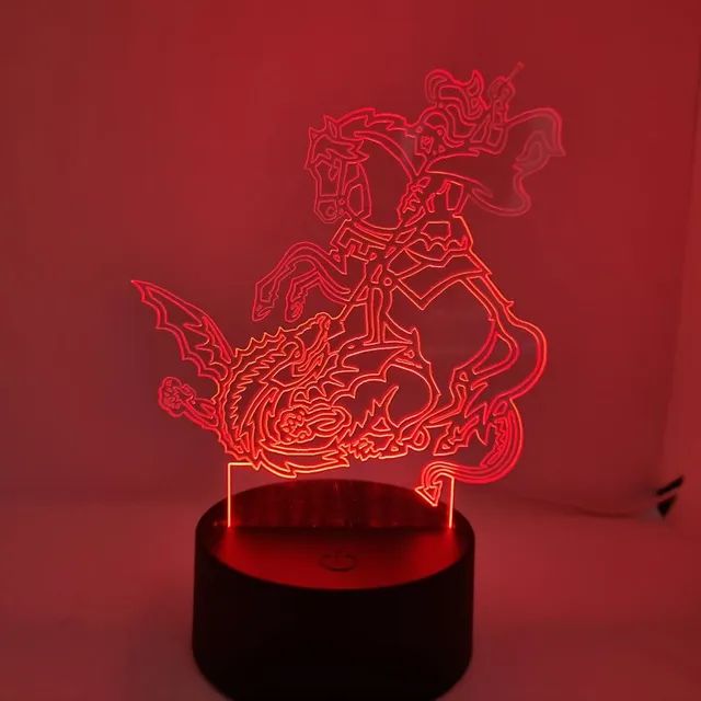 Luminária Led São Jorge em acrílico gravado 7 cores RGB - Foto 4