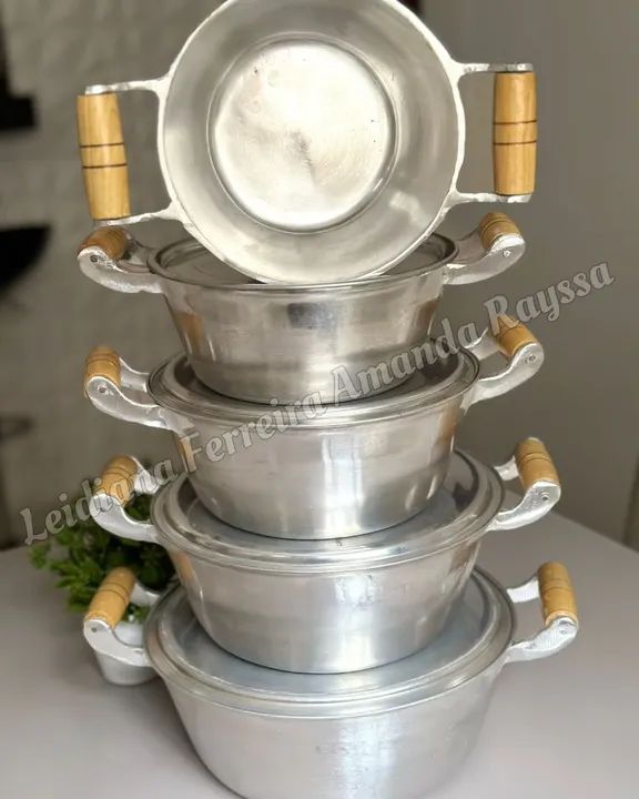 Jogo de Panelas Alumínio batido com panela de pressão  - Foto 4