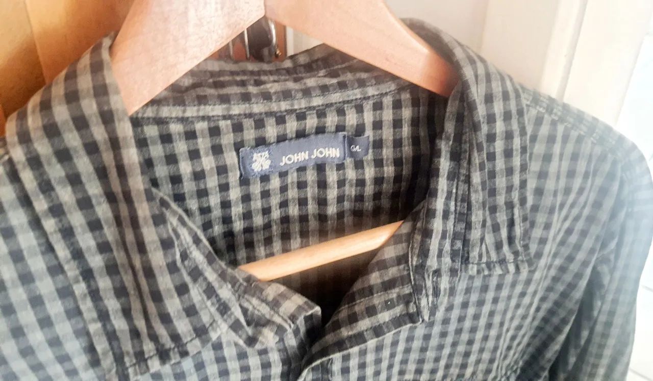 Camisa John John xadrez cinza e preta - Foto 3