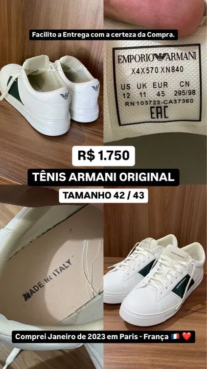 TÊNIS ARMANI ORIGINAL TAM 42 43
