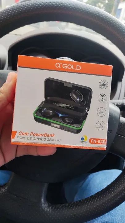 Lacrado Fone de Ouvido Bluetooth com Powerbank a Gold FN-B20