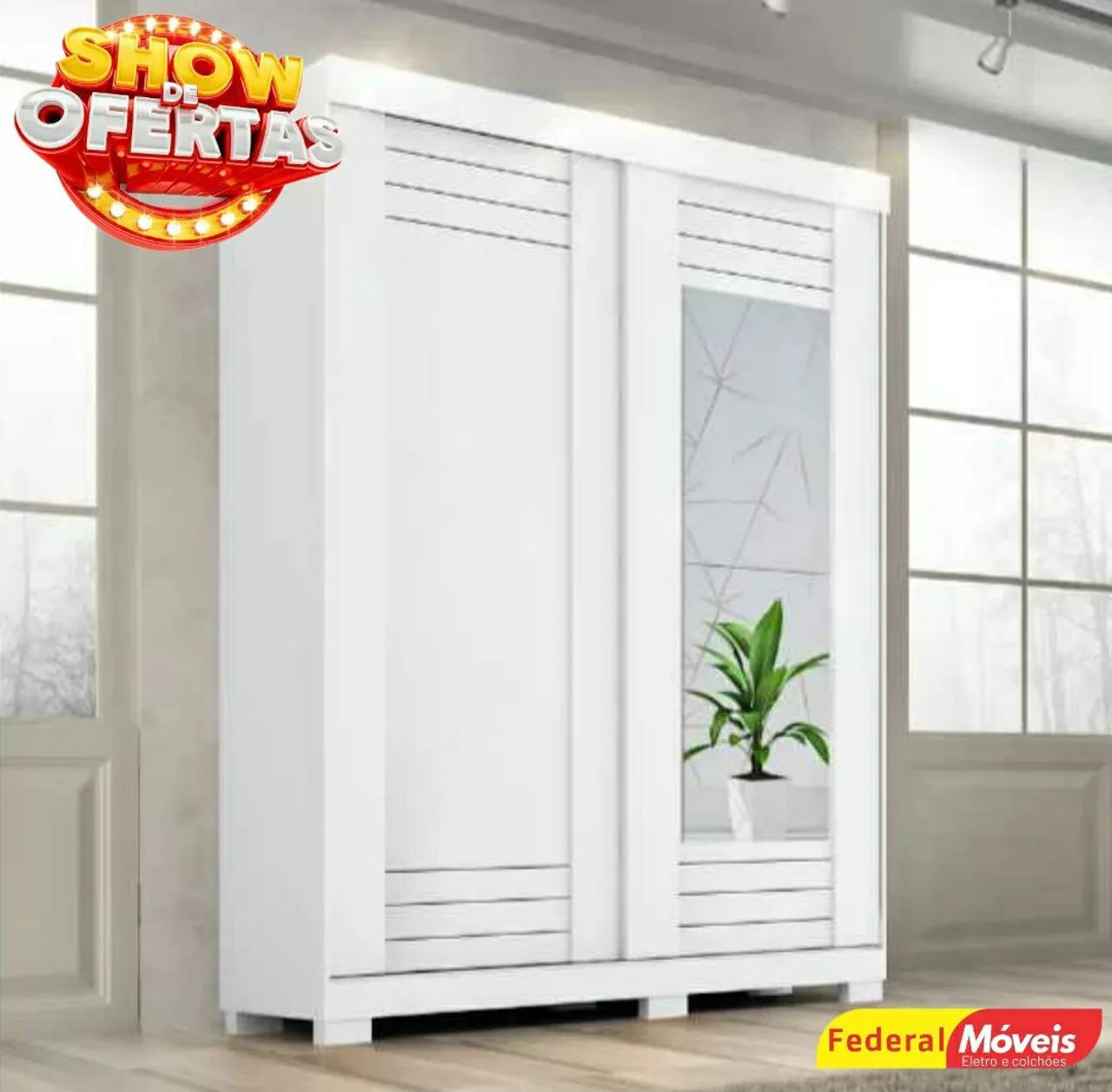 Guarda Roupa com Espelho Portas de Correr Novo Fazemos Entrega 