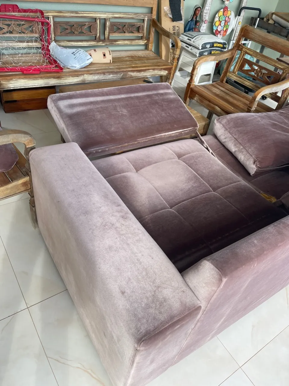 Sofá cama de Veludo